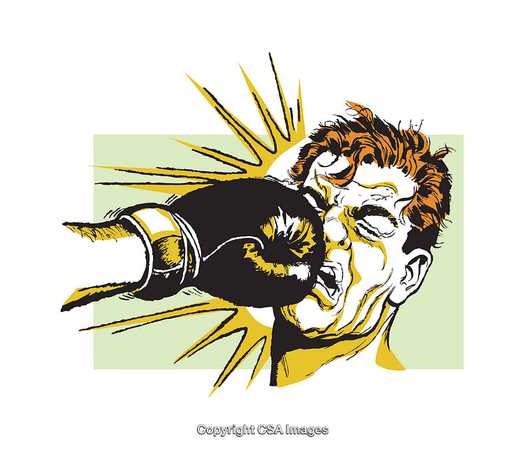 Colorful Illustration Depicting a Boxing Punch in a Cartoon Style