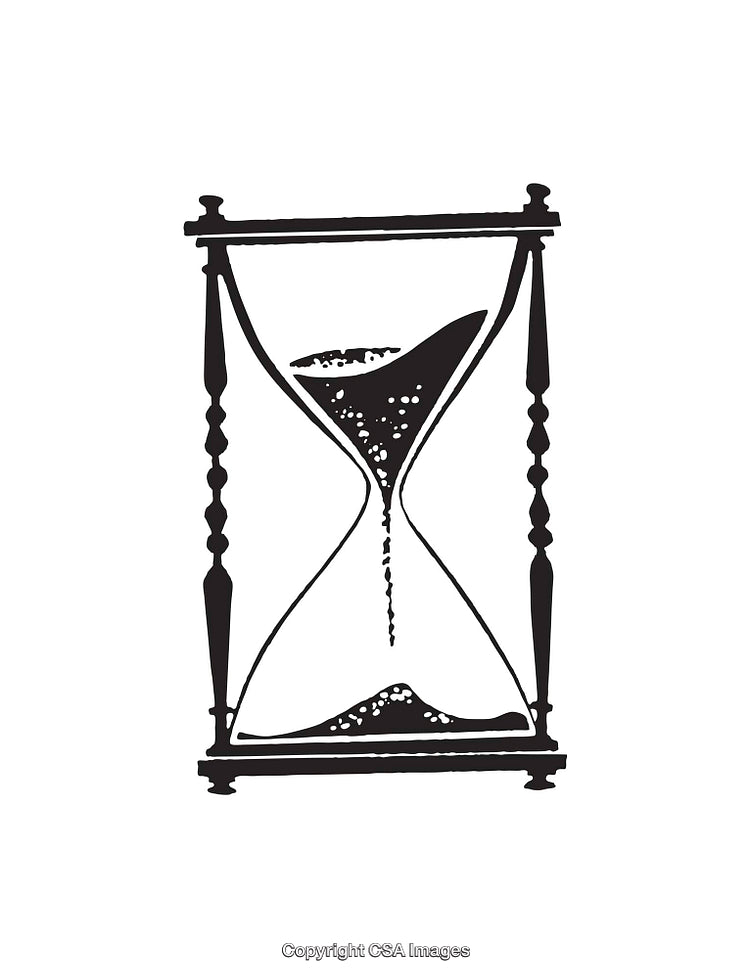Vintage Black and White Illustration of an Hourglass Symbol