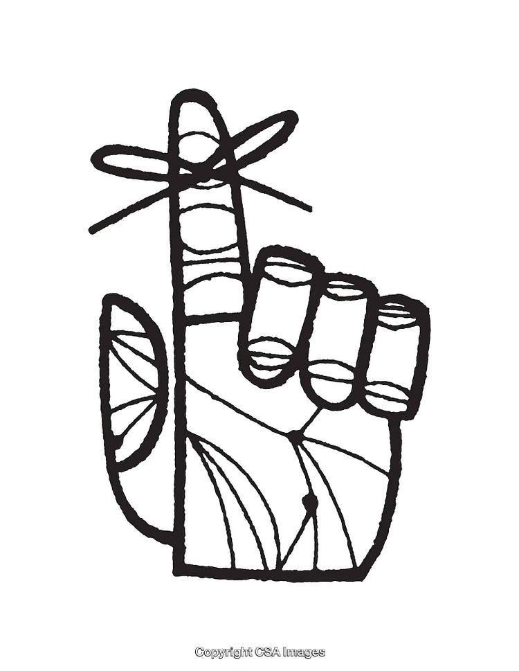 Abstract Hand Line Art Illustration Featuring a Reminder Knot