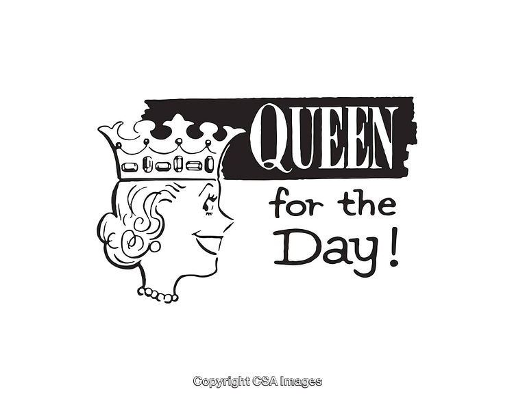 Vintage Line Art Illustration of a Queen for a Day Theme