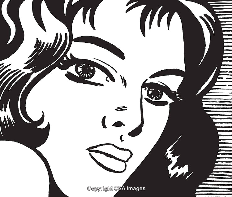 Bold Black and White Pop Art Portrait of a Woman