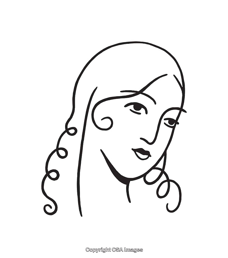 Elegant Black and White Line Art Illustration of a Woman's Face
