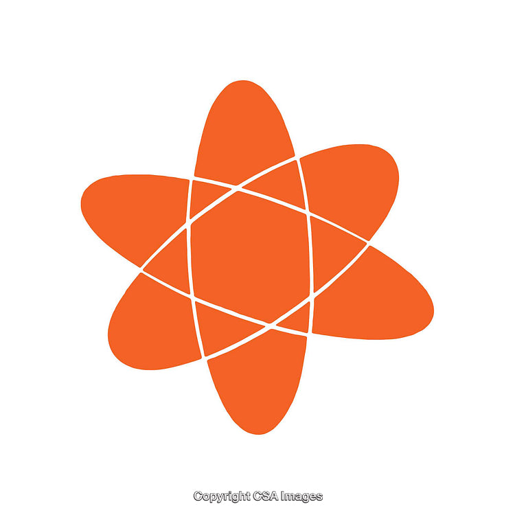 Orange Abstract Atomic Logo Design with Geometric Elements