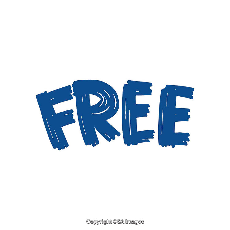 Bold Blue Text Highlighting the Word Free on a White Background