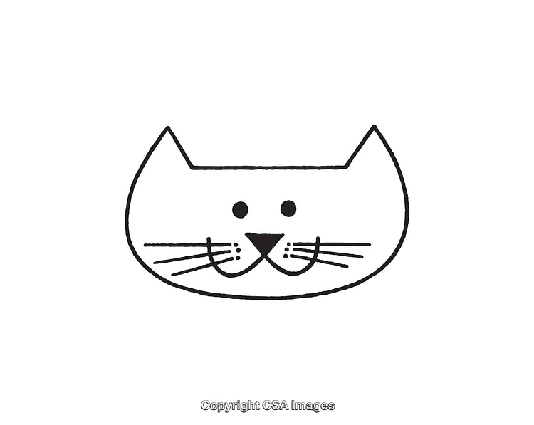 Black And White Minimalist Line Art Drawing Of A Cat Face