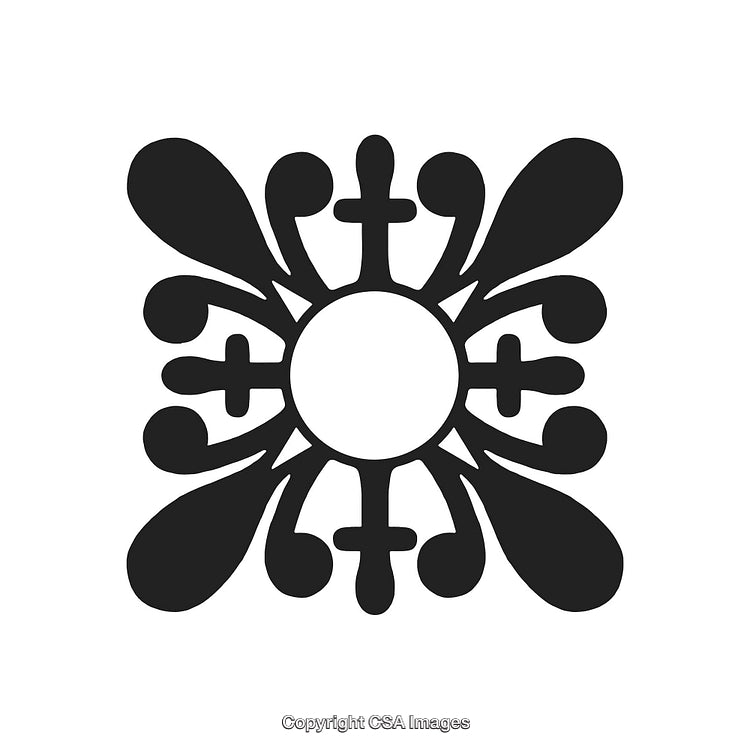 Symmetrical Black and White Decorative Pattern Design With Intricate Elements