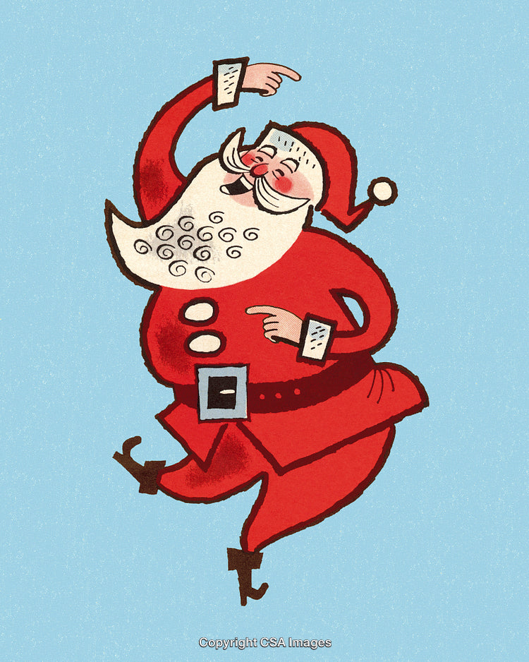 Cheerful Santa Claus Dancing In Festive Christmas Spirit on a Winter Day