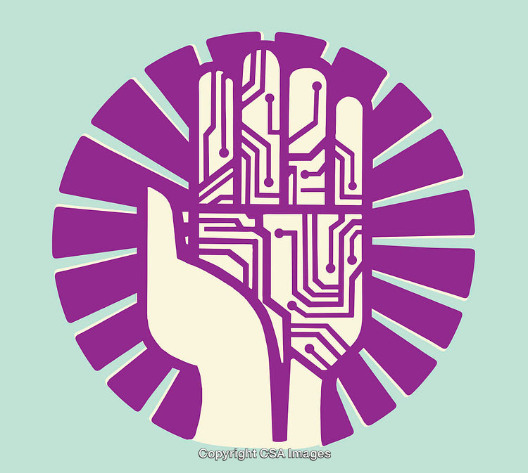 Illustration of a Circuit Hand Symbol with Futuristic Theme