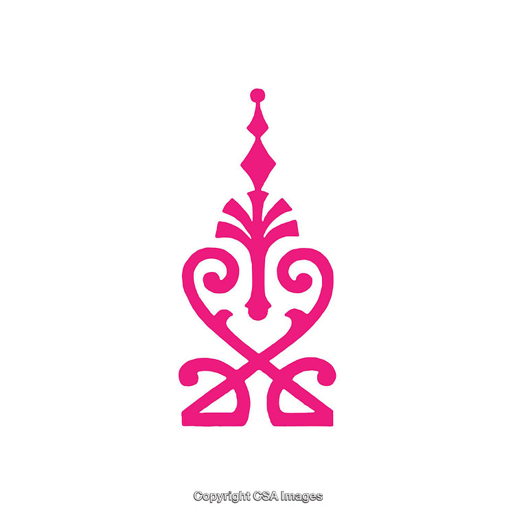 Pink Ornamental Design with Symmetrical and Decorative Flourishes on White Background