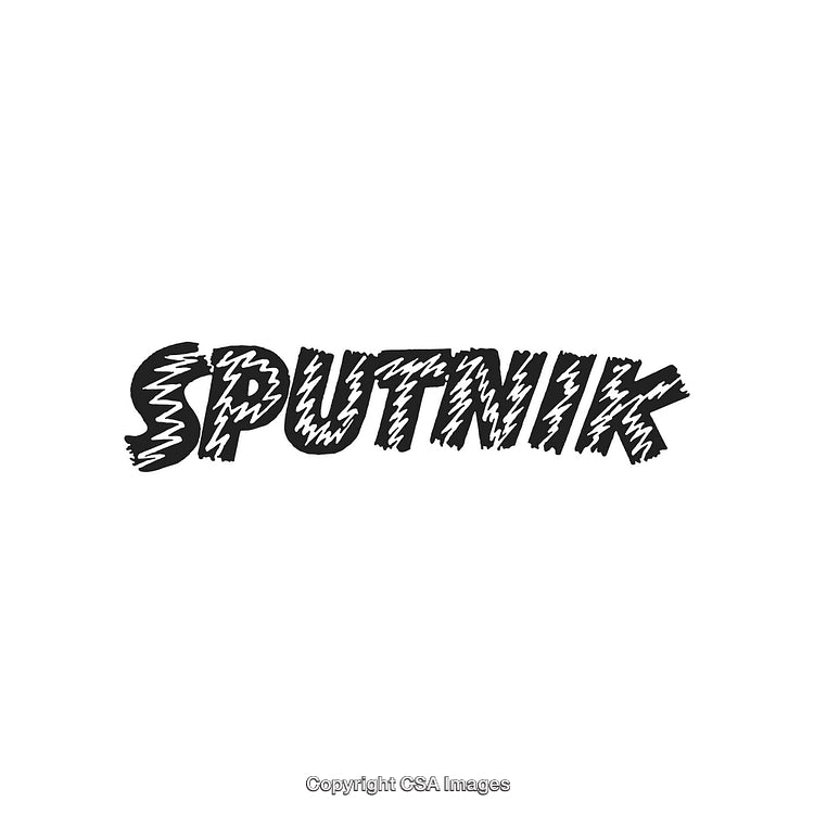 Bold Black and White Sputnik Text with Stylized Typeface Design