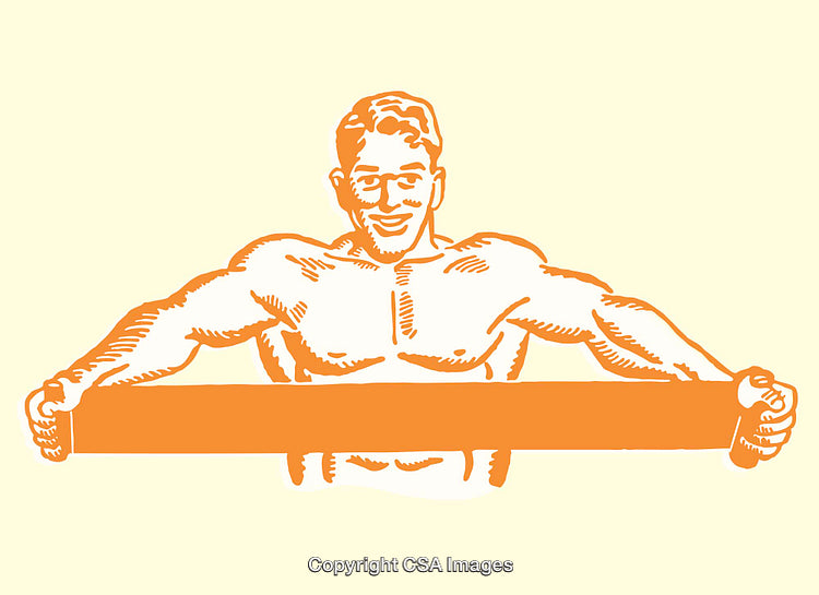 Strong Man Displaying Fitness with a Bold Graphic Design Element