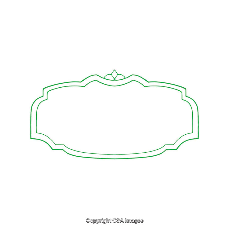 Elegant Green Ornate Label Design on a White Background