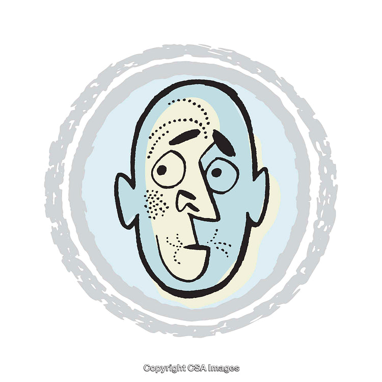 Abstract Illustration of Human Face in Simple Colors and Bold Lines