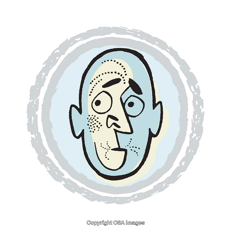 Abstract Illustration of Human Face in Simple Colors and Bold Lines
