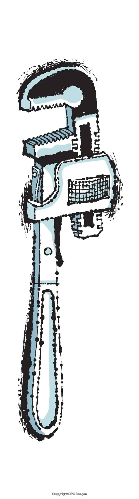 Detailed Color Illustration of an Adjustable Plumbing Wrench Tool