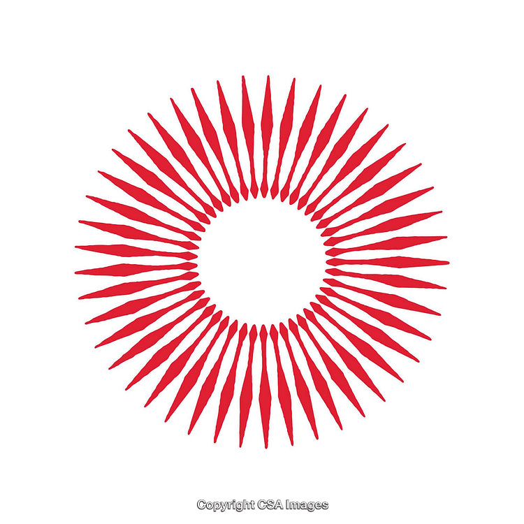 Red Circular Radial Pattern With Abstract Geometric Design on White Background
