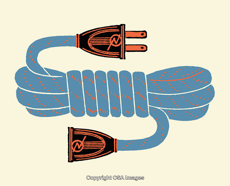 Colorful Coiled Rope Cable Line Art Illustration with Decorative Elements