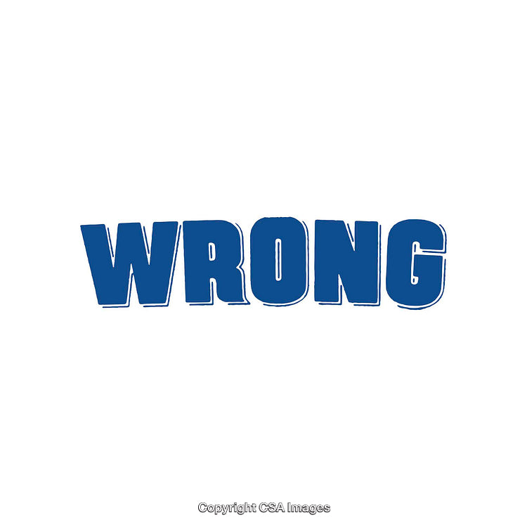 Blue Text Depicting the Word 'Wrong' on a White Background