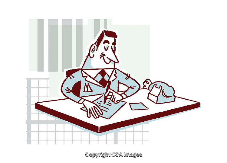 Color Illustration of a Office Worker in a Business Setting