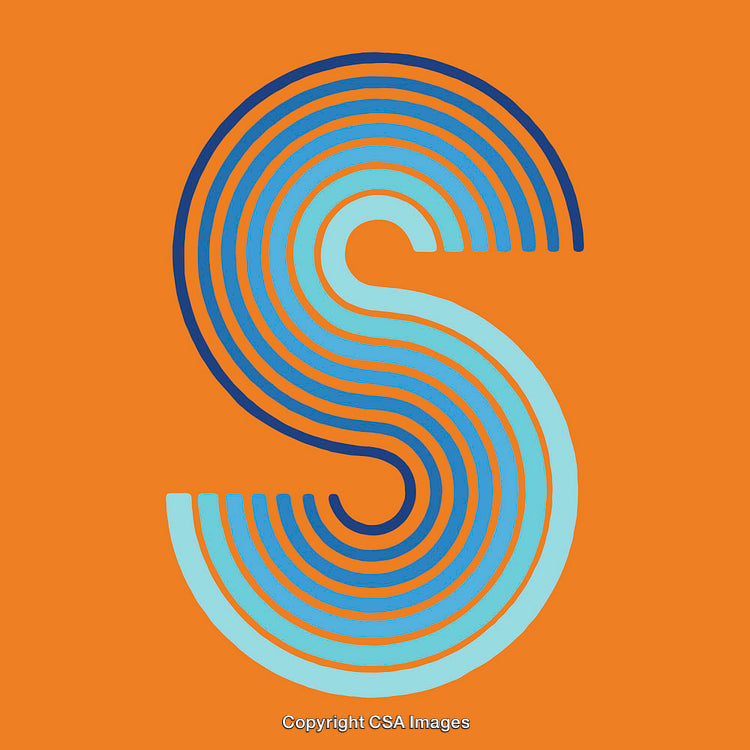 Colorful Abstract Letter S Design on Orange Background