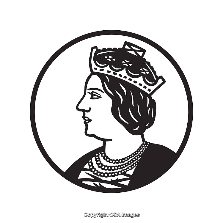 Black and White Illustration of a Queen Profile