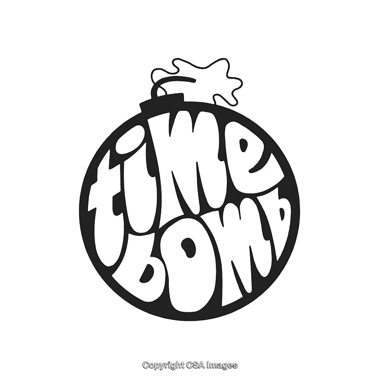 Retro Styled Graphic Depicting Time Bomb Concept in Bold Typography Design