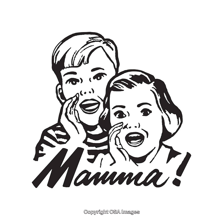 Retro Illustration of Children Calling Out with Joyful Expressions