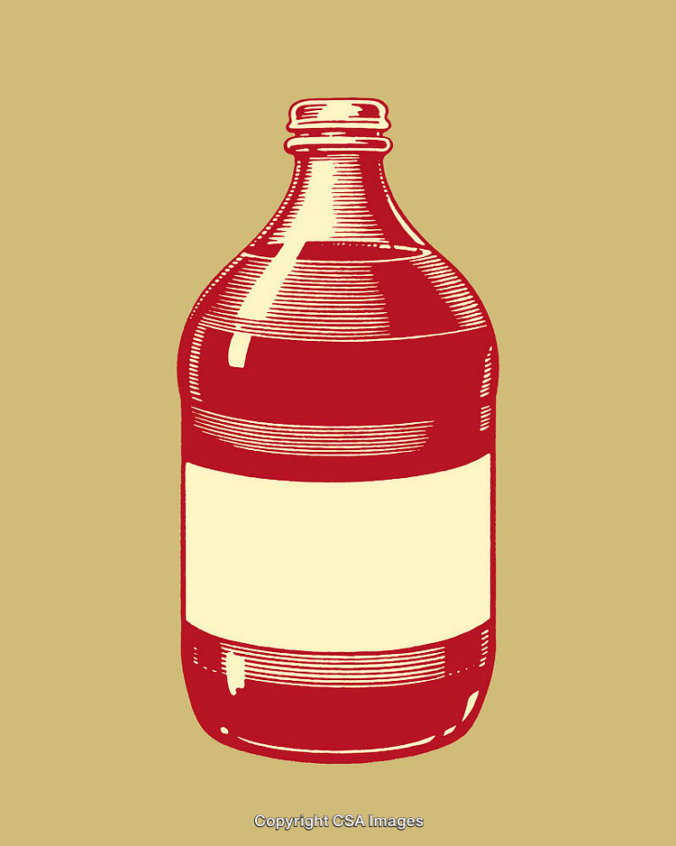 Vintage Style Illustration of Glass Bottle with Blank Label