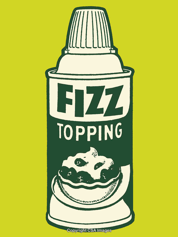 Vintage-Style Illustration of Dessert Topping with Vibrant Retro Design