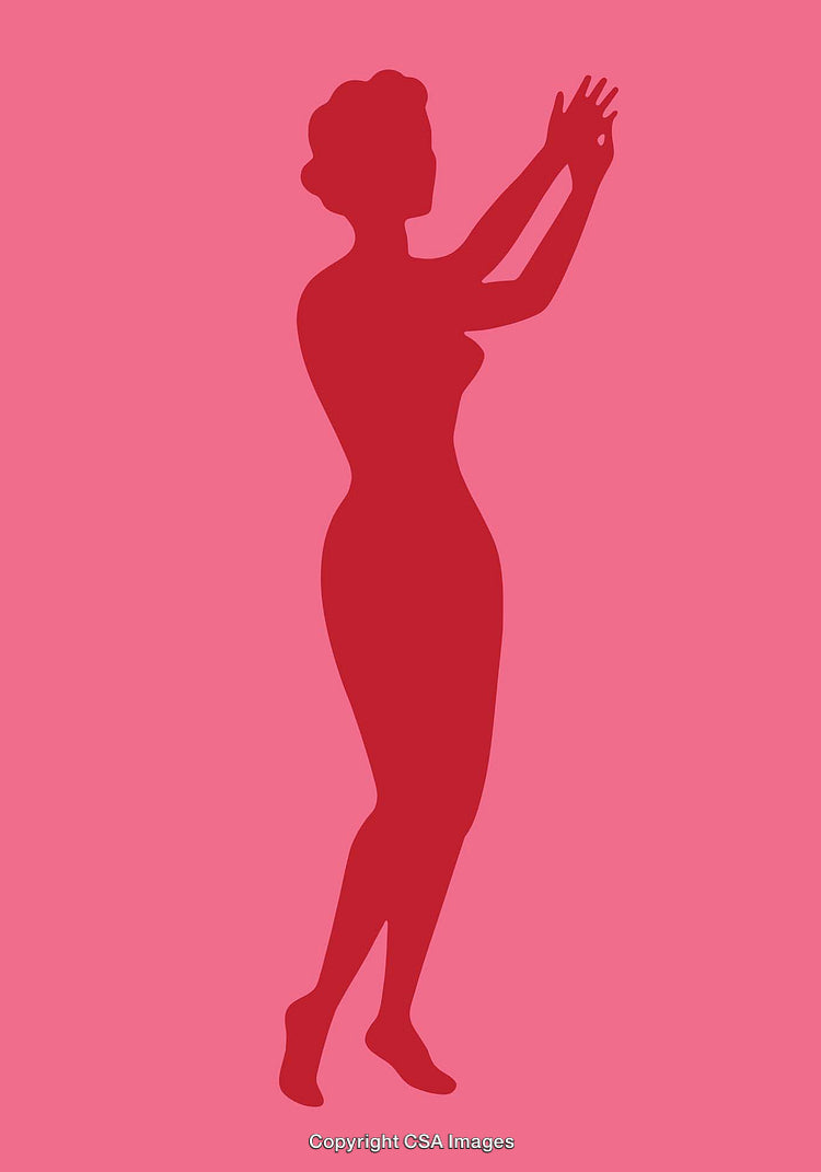 Red Silhouette of a Woman Against a Pink Background