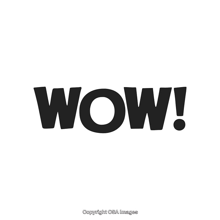 Black Bold Text Saying WOW on a Clean White Background