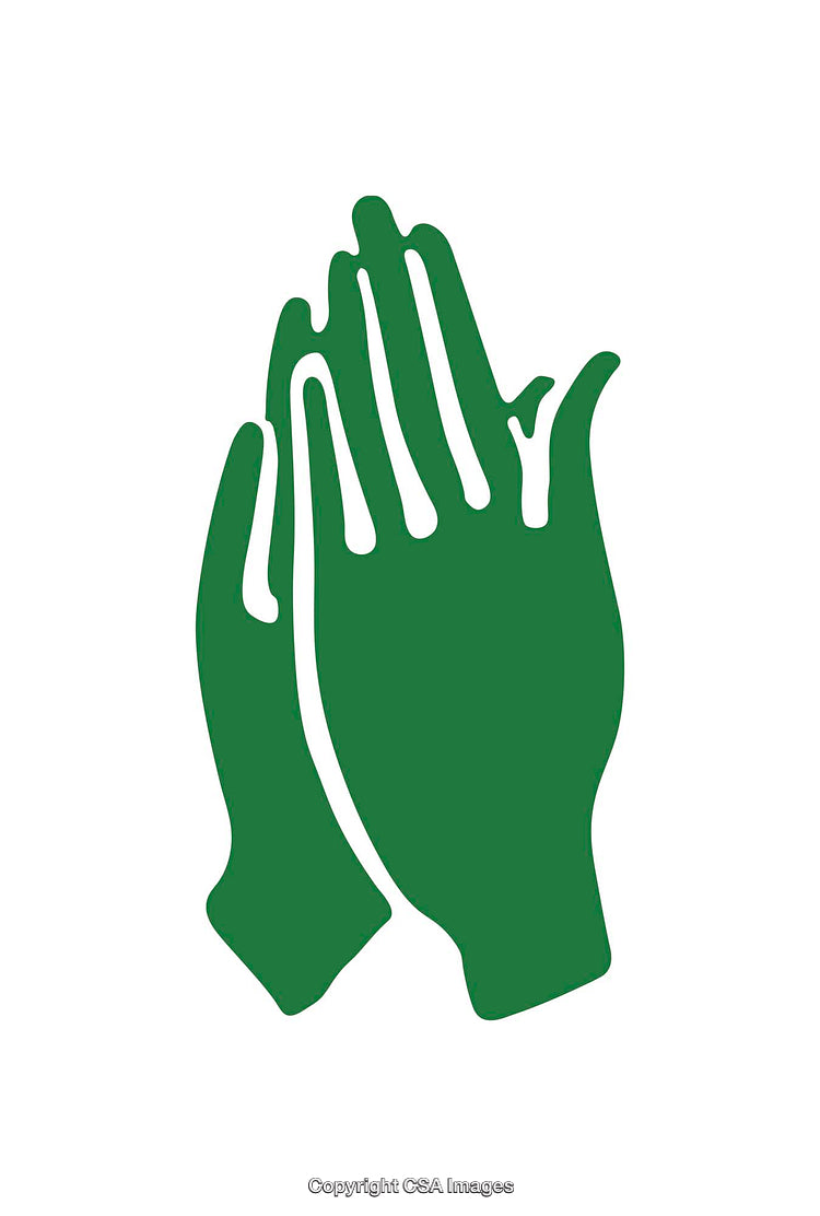 Green Silhouette Hands in a Praying Gesture Minimal Design