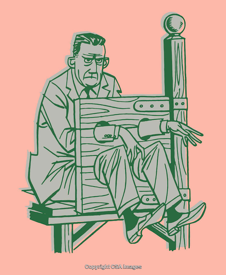 Illustrated Businessman Sitting in Unique Chair in Pink Background