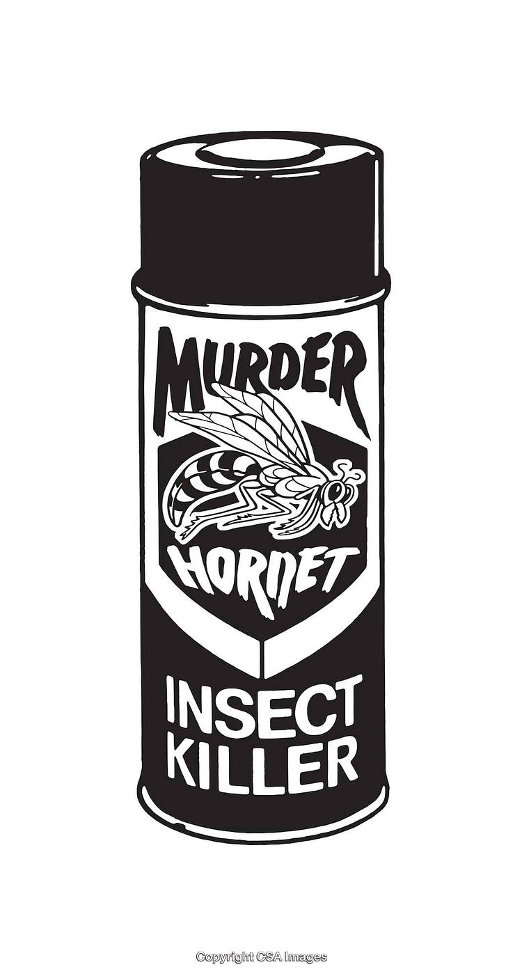 Black and White Line Art Illustration of Insecticide Spray Can