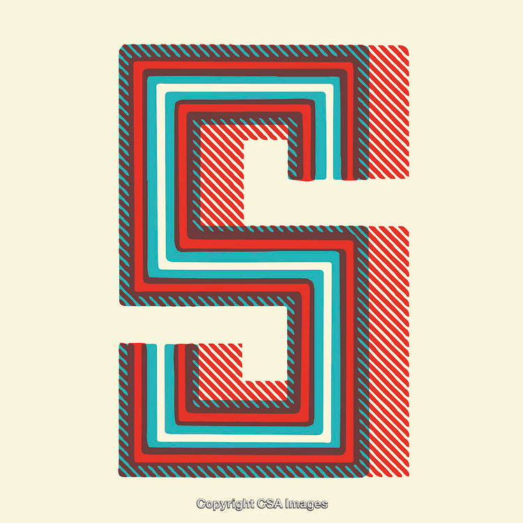 Graphic Representation of the Letter S with Vintage Color Scheme