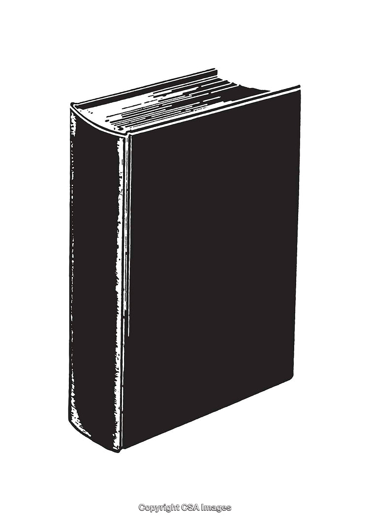 Black and White Line Art Illustration of a Book
