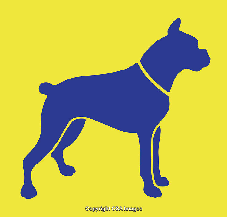 Bold Silhouette of Dog on Contrasting Yellow and Blue Background