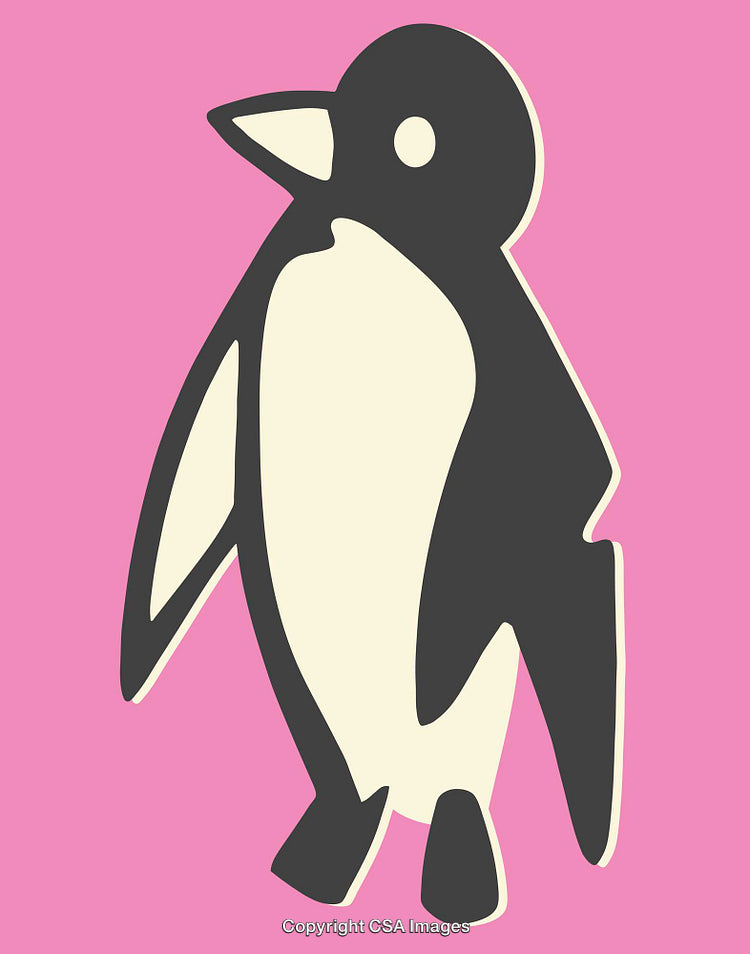 Minimalist Penguin Illustration on a Vibrant Pink Background Design