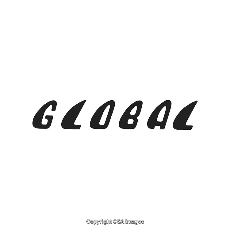 Stylized Global Text Icon Featuring Unique Font Style on White Background