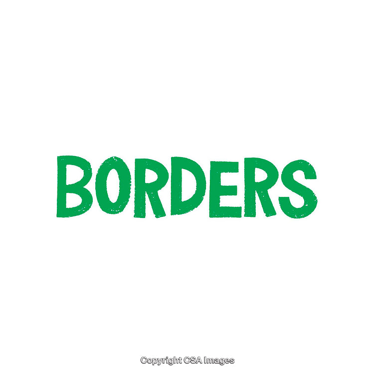 Green Handwritten Typography Displaying the Word 'Borders' on White Background