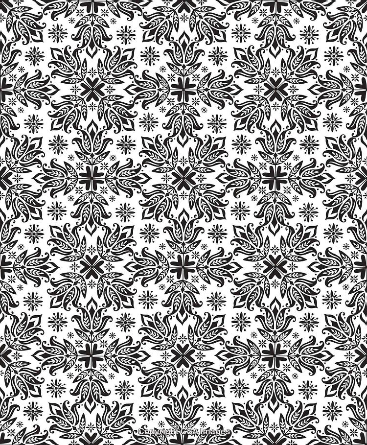 Elegant Black and White Ornamental Floral Pattern Design