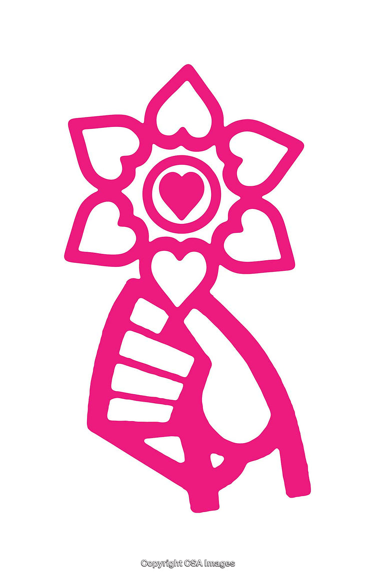 Pink Icon of a Heart and Flower with Artistic Hand Detail