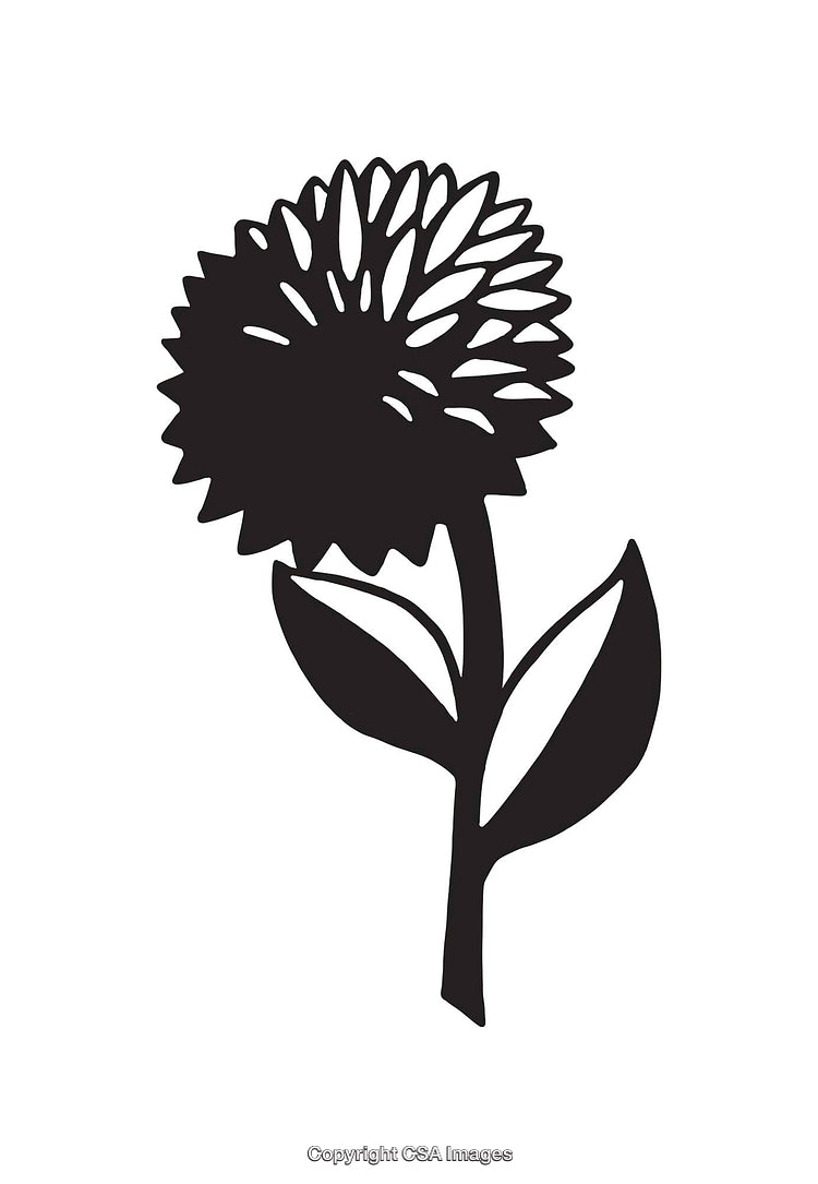 Black and White Line Art Illustration of a Simple Flower Design