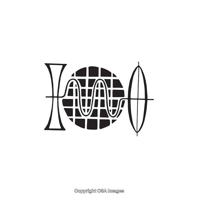 Abstract Black and White Illustration of Geometric and Wave Patterns