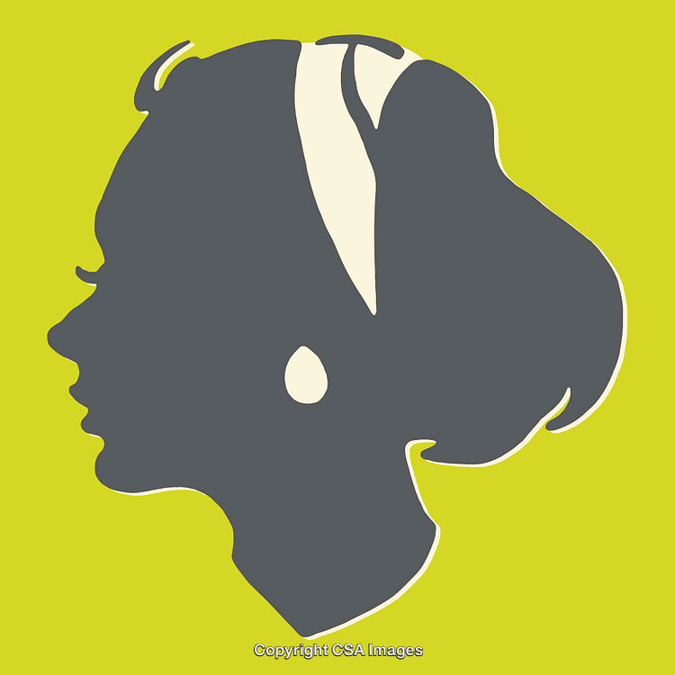Silhouette of Female Profile in Minimalistic Line Art on Green Background