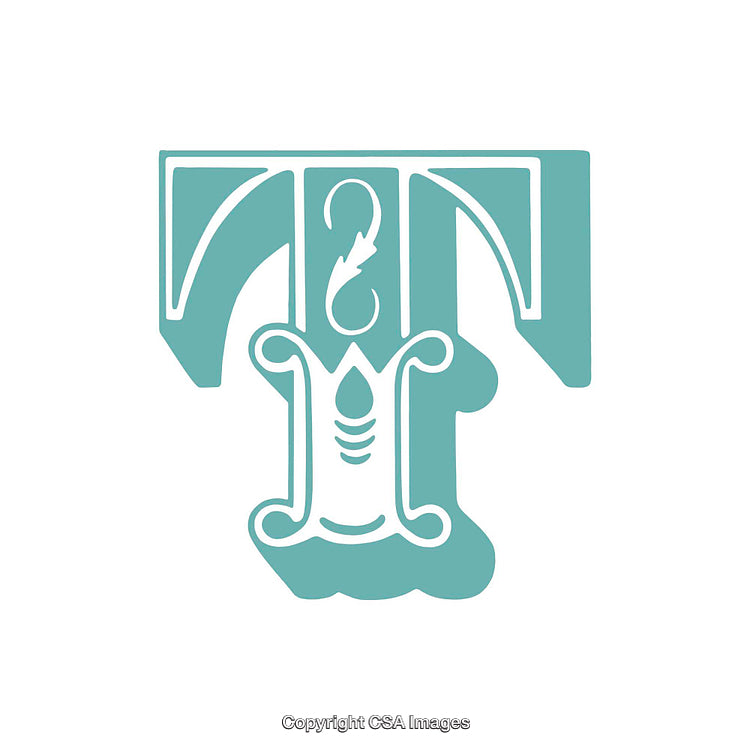 Elegant Decorative Letter T In Blue With Intricate Design Elements