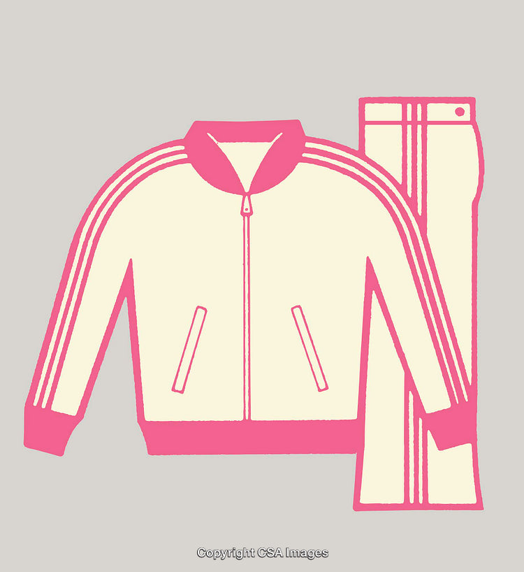 Stylish Pink and Cream Tracksuit Illustration in Modern Line Art Style