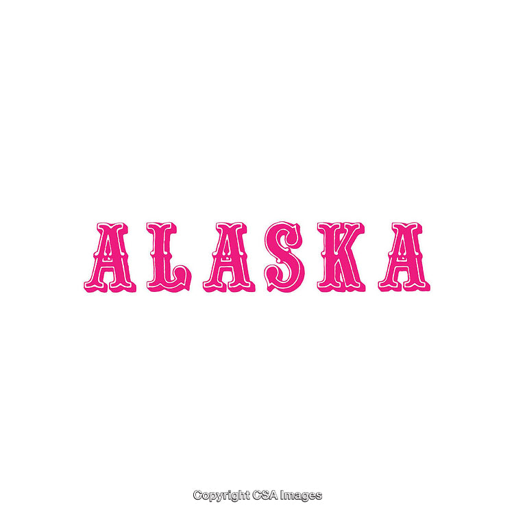 Pink Vintage-Style Lettering That Spells Out the Word "Alaska"
