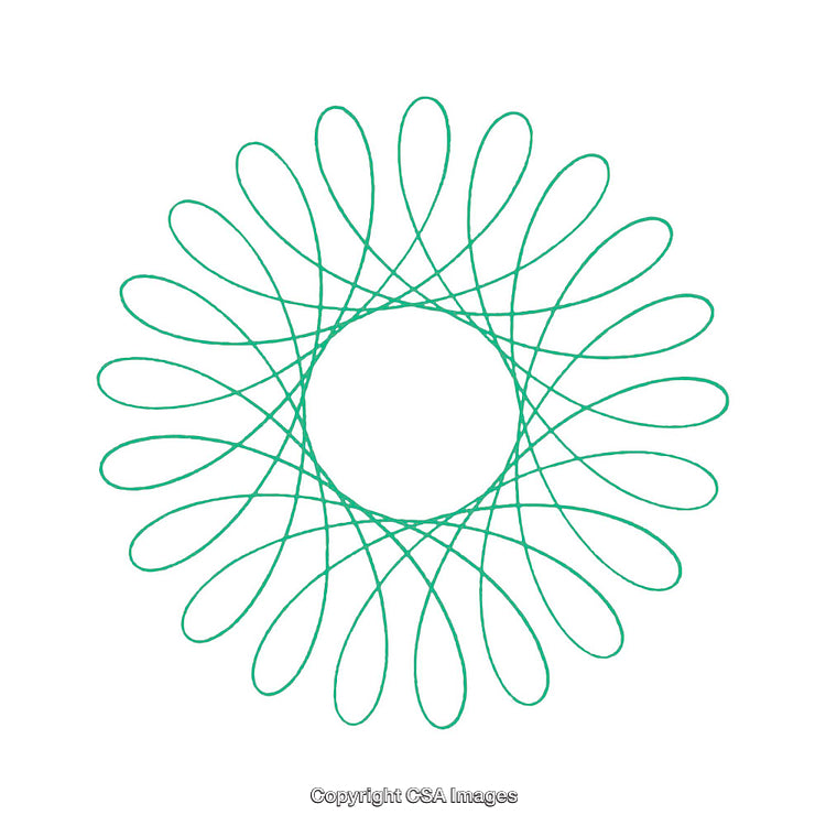 Intricate Green Circular Geometric Design Featuring Looped Patterns and Symmetry