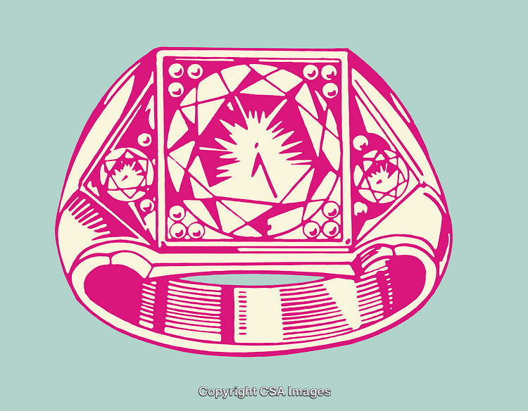 Colorful Line Art Illustration of a Decorative Ring with Abstract Design